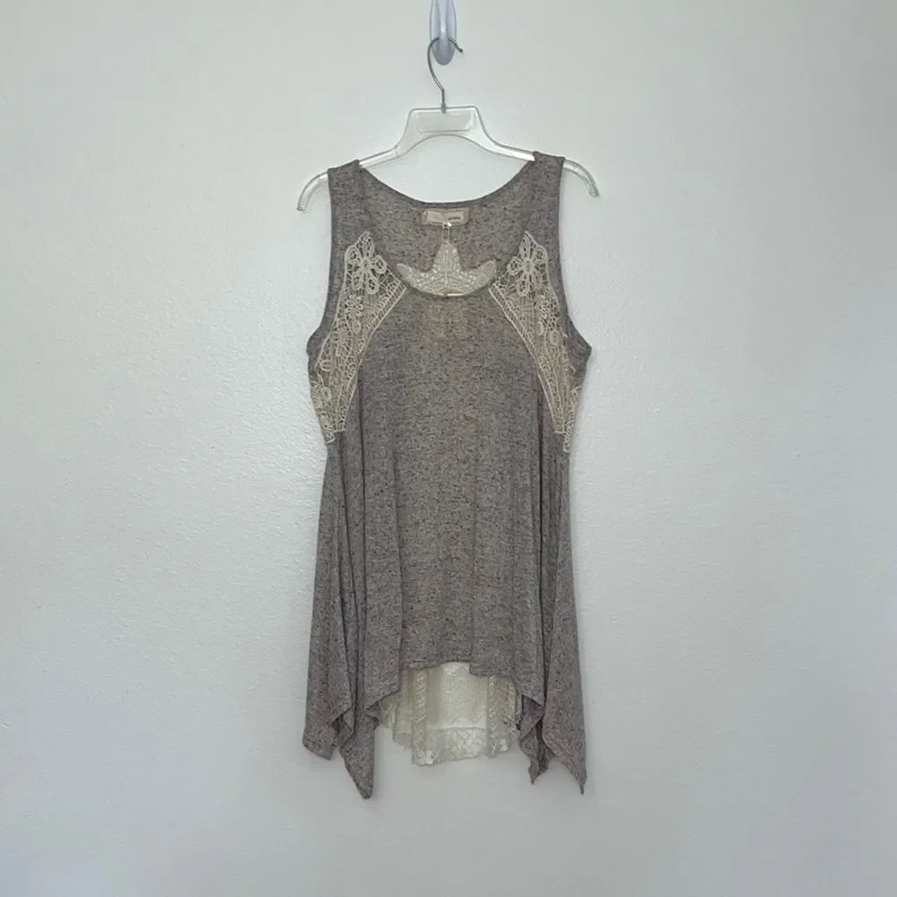 A’reve crochet chest tank top taupe Sz M Woman’s